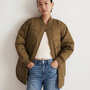 Madewell | Quilted Oversized Bomber Jacket - Classic Olive | Small